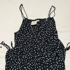Maeve Black & White Polka Dot Spaghetti Strap Jumpsuit